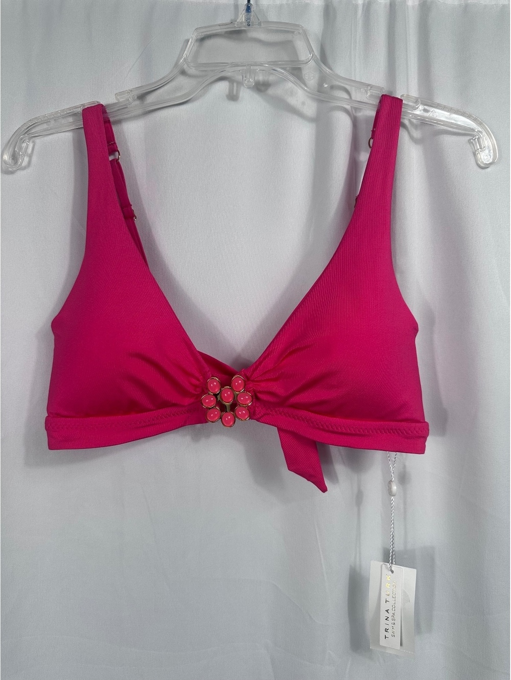 Trina Turk Swim & Spa Collection Pink Bikini Top Decorative Front Detail Size 8